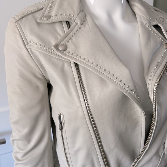 IRO Blondie Studded Leather Jacket Grey - Picture 15 of 16